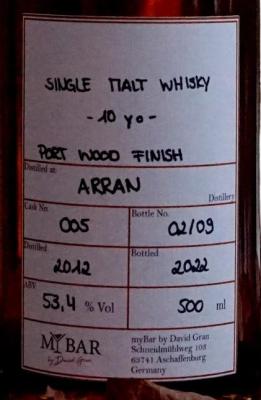 Arran 2012 myBar Port Wood Finish 53.4% 500ml