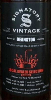 Deanston 2006 SV Local Dealer Selection 2nd Edition 12yo 1st Fill Sherry Butt #900127 60.1% 700ml