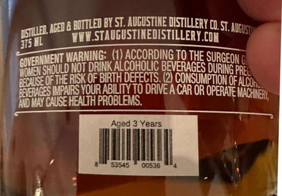 St. Augustine Florida Straight Bourbon New American Oak Barrel 44% 375ml