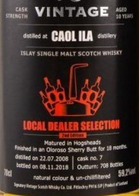 Caol Ila 2008 SV Local Dealer Selection 2nd Edition 10yo Hogshead + Sherry Butt Finish 59.2% 700ml