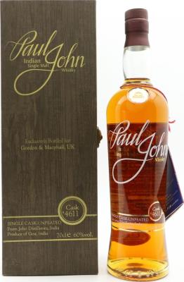 Paul John Single Cask Unpeated Kentucky Bourbon Casks #4611 Gordon & MacPhail Exclusive 60% 700ml
