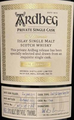 Ardbeg 2010 Private Cask 2nd Refill Oloroso Butt 61.3% 700ml