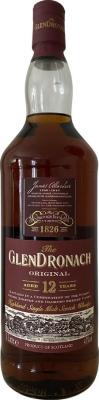 Glendronach 12yo Original Highland Single Malt Scotch Whisky Pedro Ximenez & Oloroso Sherry 43% 1000ml