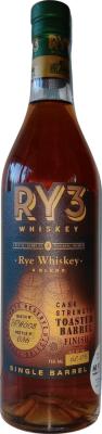 RY3 Rye Whisky Private Reserve Barrel Select Hi Proof Whisky & Spirits 62% 750ml