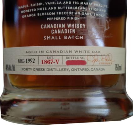 Forty Creek Confederation Oak Reserve Canadian White Oak Barrel Finish Canada 40% 750ml