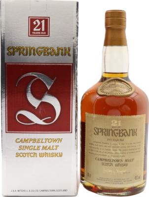 Springbank 21yo Hedley G Wright Round Dumpy Parchment style label 46% 700ml