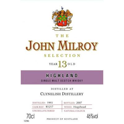 Clynelish 1993 JY The Selection Hogshead R1217 46% 700ml