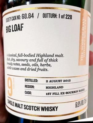 Blair Athol 2012 SMWS 68.84 Big loaf 1st fill ex-bourbon barrel 61.9% 700ml