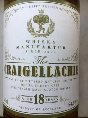 Craigellachie 18yo JW Refill Sherry Cask 54.6% 500ml