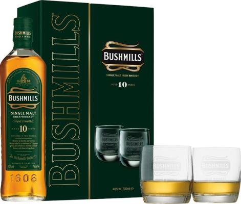 Bushmills Matured in Two Woods Giftbox With Glasses 10yo 40% 700ml