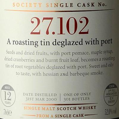 Springbank 2000 SMWS 27.102 A roasting tin deglazed with port 1st Fill Sherry Hogshead 27.102 52% 700ml