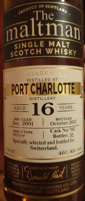 Port Charlotte 2001 MBl Octave #7002 House of Single Malts Switzerland 46% 700ml