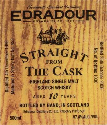 Edradour 1995 Straight From The Cask Sherry Cask Matured Sherry Butt 453 57.4% 500ml