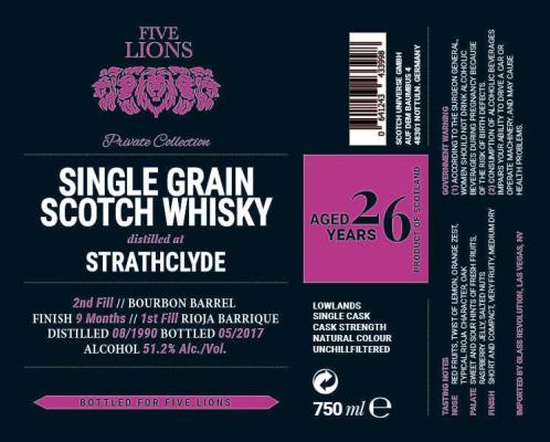 Strathclyde 1990 FL 2nd Fill Bourbon Barrel 51.2% 750ml