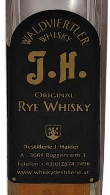 Waldviertler Whisky J.H. Original Rye Whisky 41% 200ml