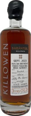 Killowen 2020 Barantuil PX Sherry Peated Irish Whisky Auctions 5th Birthday Charity 59.97% 500ml