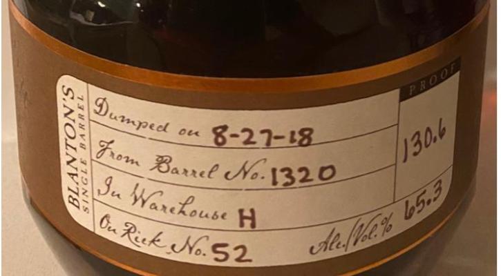 Blanton's Straight from the Barrel #4 Charred New American White Oak Barrel 1320 65.3% 700ml