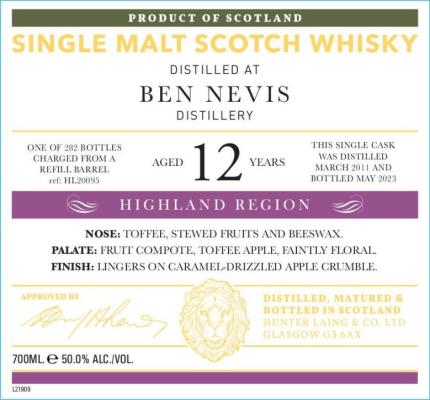 Ben Nevis 2011 HL The Old Malt Cask Refill Barrel 50% 700ml