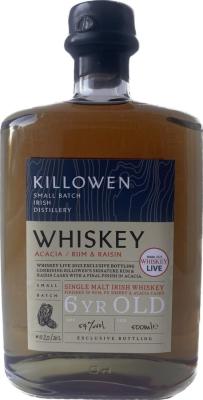 Killowen 6yo Bourbon finished in rum PX Sherry & Acacia Exclusive for Whisky Live Dublin 2023 54% 500ml