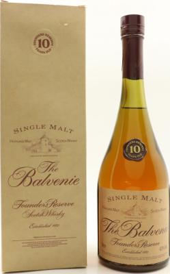 Balvenie Founder's Reserve old label cognac shaped bottle with 10yo mark 43% 1000ml