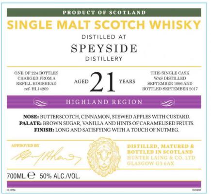 Speyside Distillery 1996 HL 50% 700ml