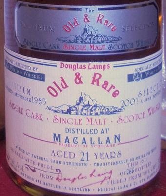 Macallan 1985 DL Old & Rare The Platinum Selection Specially selected by World of Whiskies 52.3% 700ml