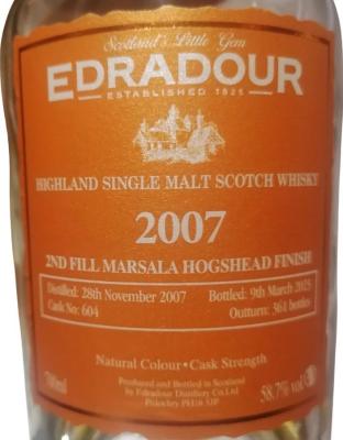 Edradour 2007 2nd Fill Marsala Hogshead Finish 58.7% 700ml