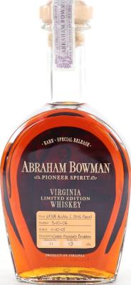 Abraham Bowman 2006 Virginia Limited Edition Whisky Small Batch Coffee Finished Bourbon 67.3% 750ml