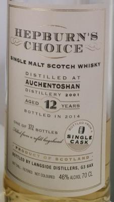 Auchentoshan 2001 LsD Hepburn's Choice refill Hogshead 46% 700ml