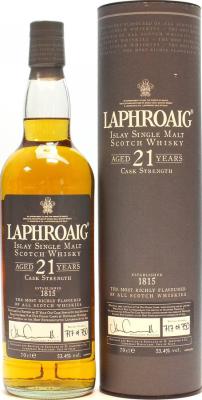 Laphroaig 21yo Heathrow Cask Strength Oak Barrels 53.4% 700ml