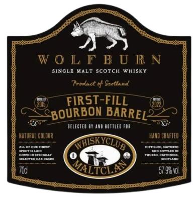 Wolfburn 2015 1st Fill Bourbon Barrel Whiskyclub Maltclan Belgium 57.9% 700ml