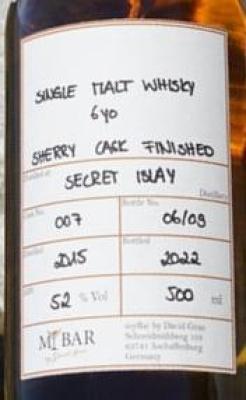 Secret Islay 2015 myBar Sherry Cask Finish 52% 500ml