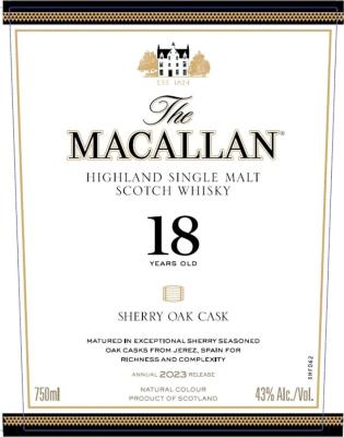 Macallan 18yo Sherry Oak Cask Sherry Seasoned Oak 43% 700ml
