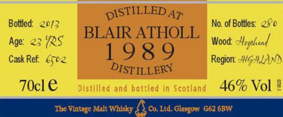 Blair Athol 1989 VM The Cooper's Choice Hogshead 6502 46% 700ml