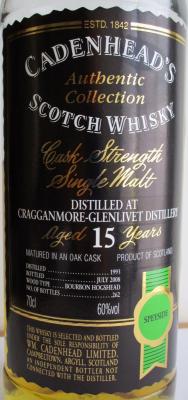 Cragganmore 1993 CA Authentic Collection Bourbon Hogshead 60% 700ml