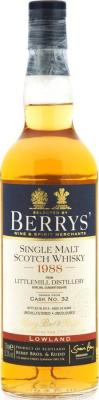 Littlemill 1988 BR Berrys Refill Hogshead #32 52.3% 700ml