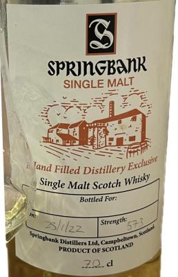 Springbank Hand Filled Distillery Exclusive 57.3% 700ml