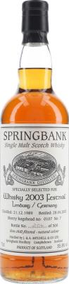 Springbank 1989 Whisky Festival Limburg 2003 Festival Sherry hogshead 55.8% 700ml