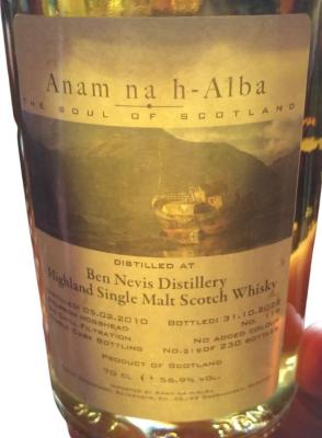 Ben Nevis 2010 ANHA Bourbon Hogshead 56.9% 700ml