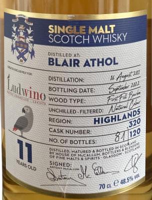 Blair Athol 2011 HoMc The Vintage Collection 1st Fill Bourbon 48.5% 700ml