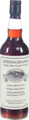 Springbank 1993 Private Bottling by Cask Owner Fresh Sherry #341 57.7% 700ml