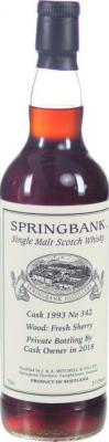 Springbank 1993 Private Bottling by Cask Owner Fresh Sherry #341 57.7% 700ml