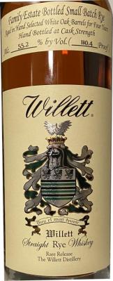 Willett 4yo Family Estate Bottled Small Batch Rye White Oak Barrel 55.2% 700ml