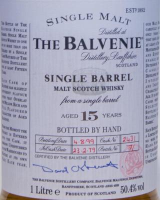 Balvenie 15yo Single Barrel 2431 50.4% 1000ml