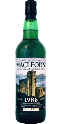 Macleod's 1986 IM Vintage Rare Single Island Malt Bourbon #1483 44% 700ml