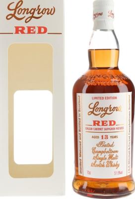 Longrow Red Peated Campbeltown Single Malt Scotch Whisky Chilean Cabernet Sauvignon Matured 13yo 51.6% 700ml