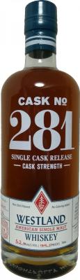 Westland Cask #281 Single Cask Release 52% 750ml