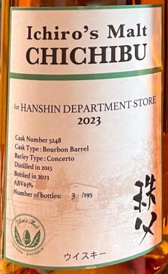 Chichibu 2015 Ichiro's Malt Bourbon Hanshin Department Store 63% 700ml