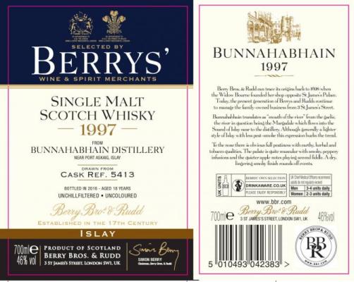 Bunnahabhain 1997 BR #5413 46% 700ml