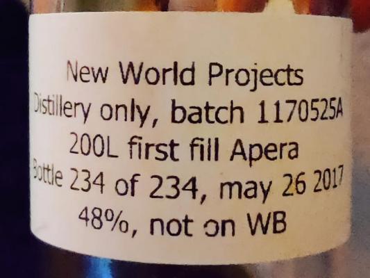 New World Projects Distillery Only 1st Fill Apera Batch 1170525a 38% 700ml